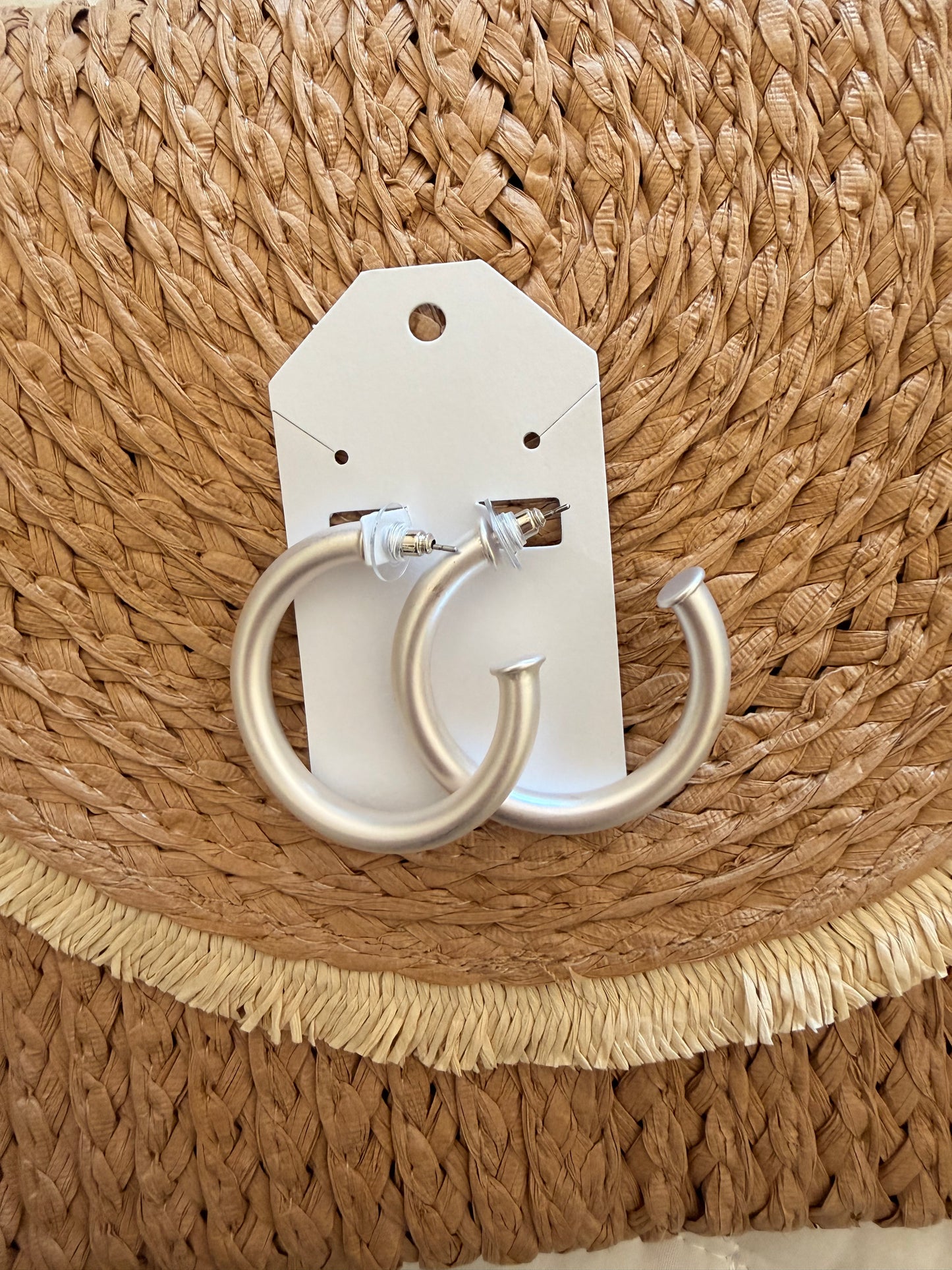 Silver hoop stud back earrings