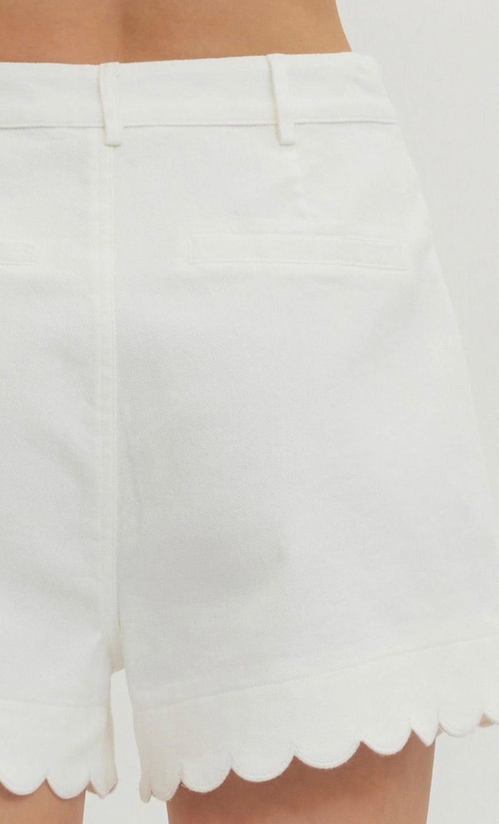 White Scalloped Hem Short