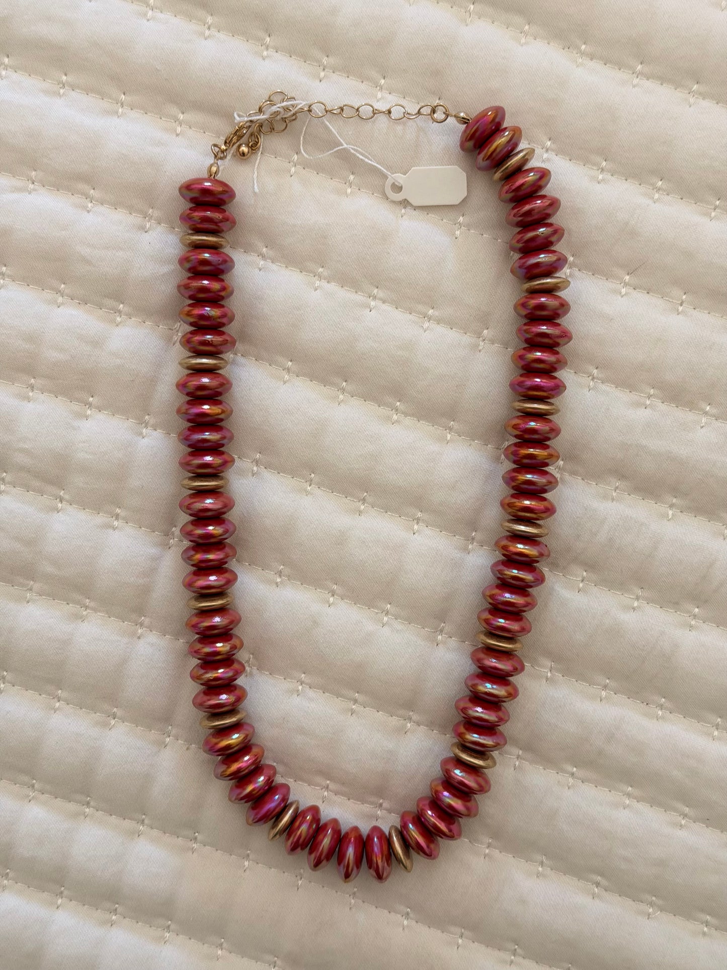 Metallic red and gold necklace