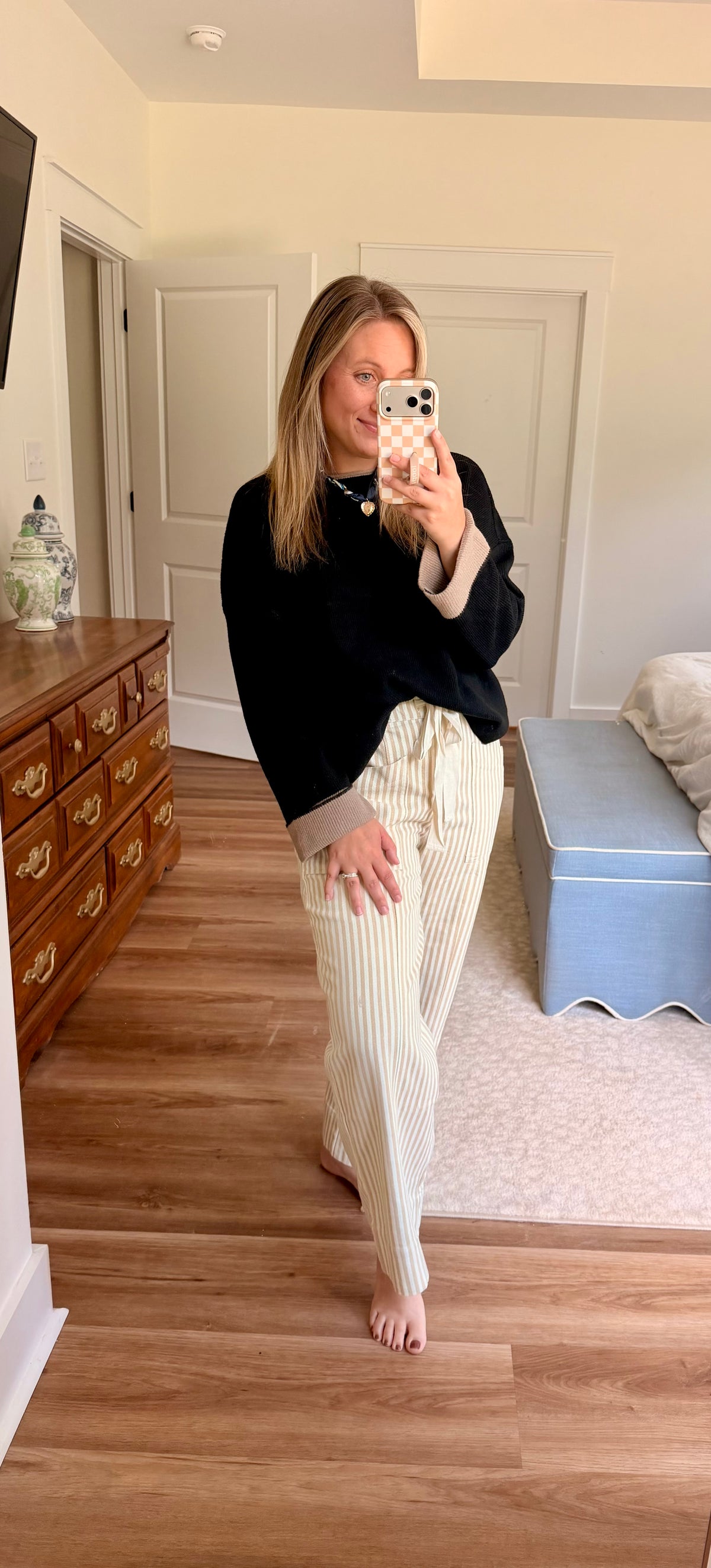 Tan stripped pants