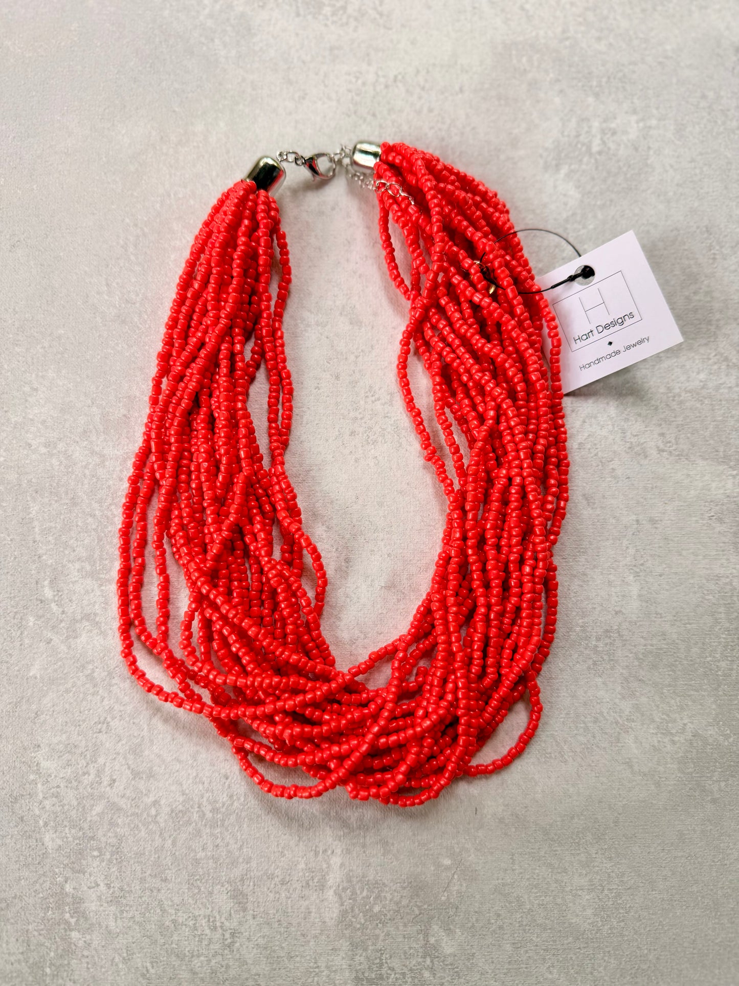 Hart Design Beaded Cluster Necklace- Orange