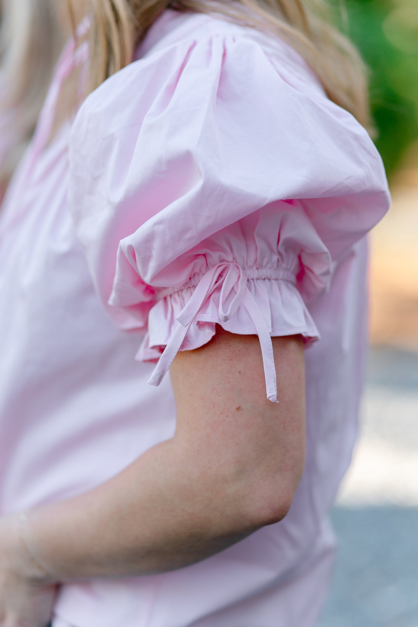 Puff Sleeve Tie Neck