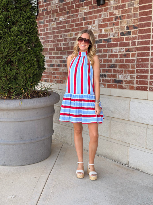 Patriotic Strip Mini Dress
