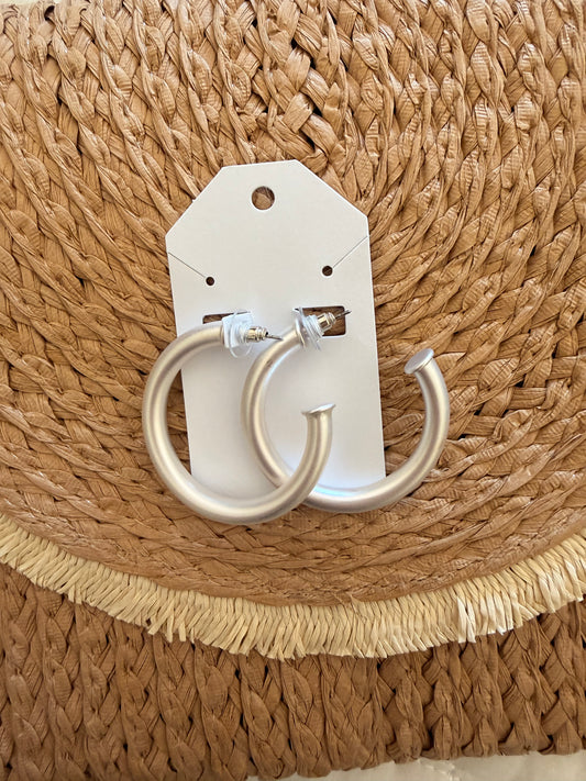 Silver hoop stud back earrings