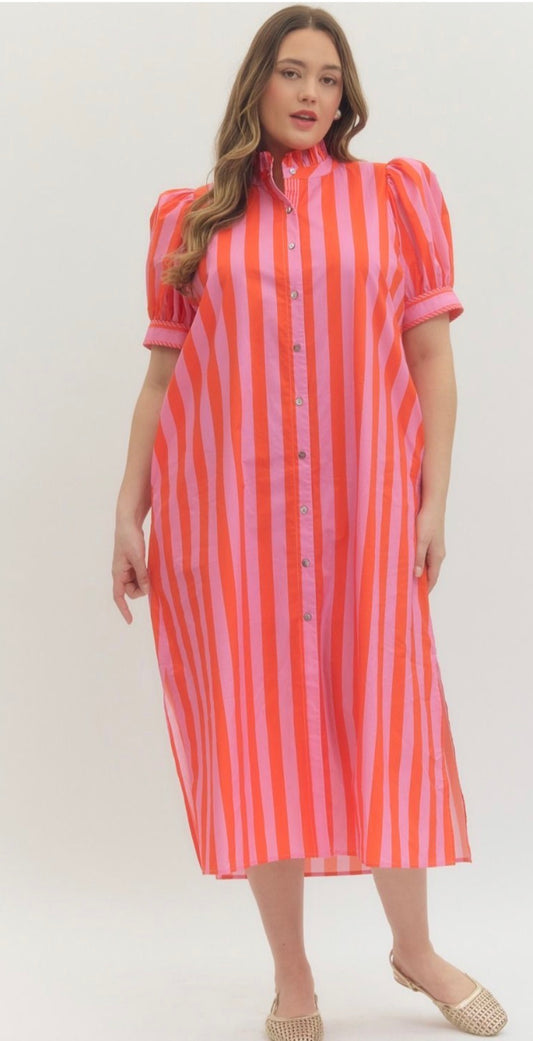 Sweet Summer Striped Dress- PLUS