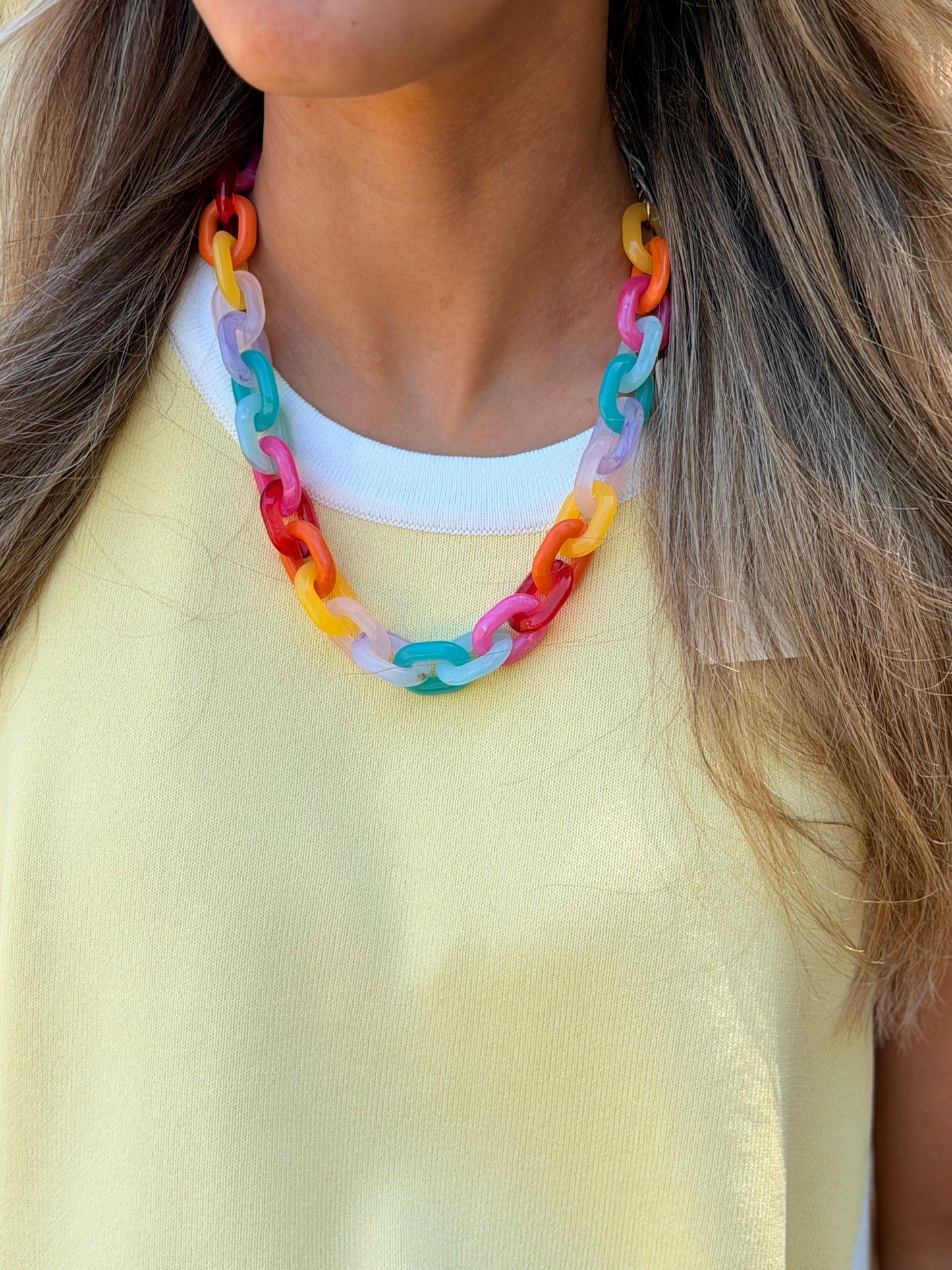 Multi colored chain necklace