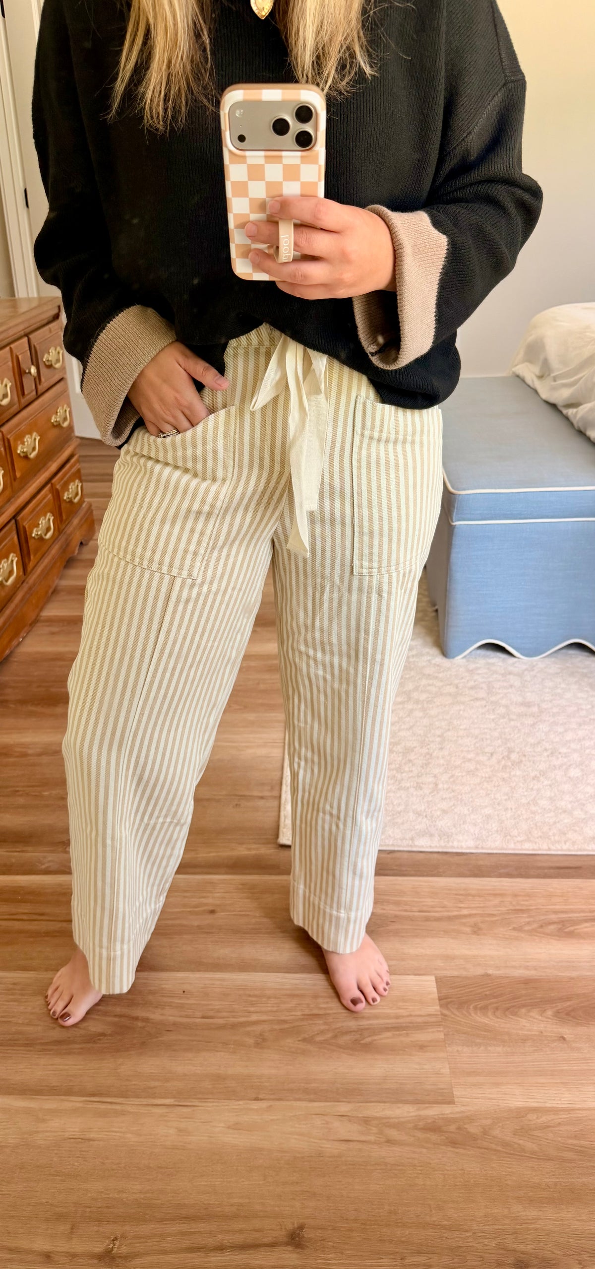 Tan stripped pants