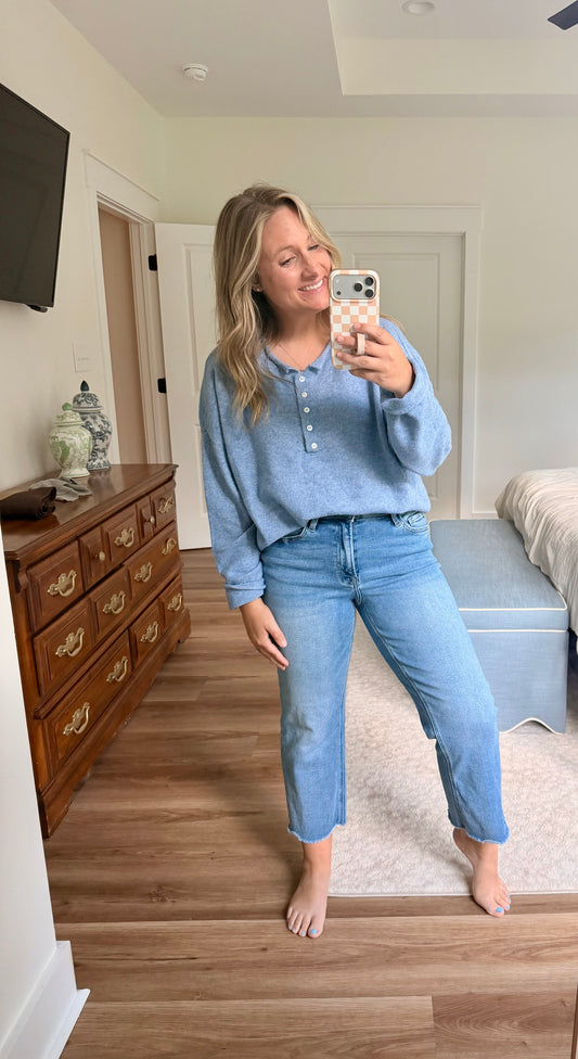 Oversized Henley- blue