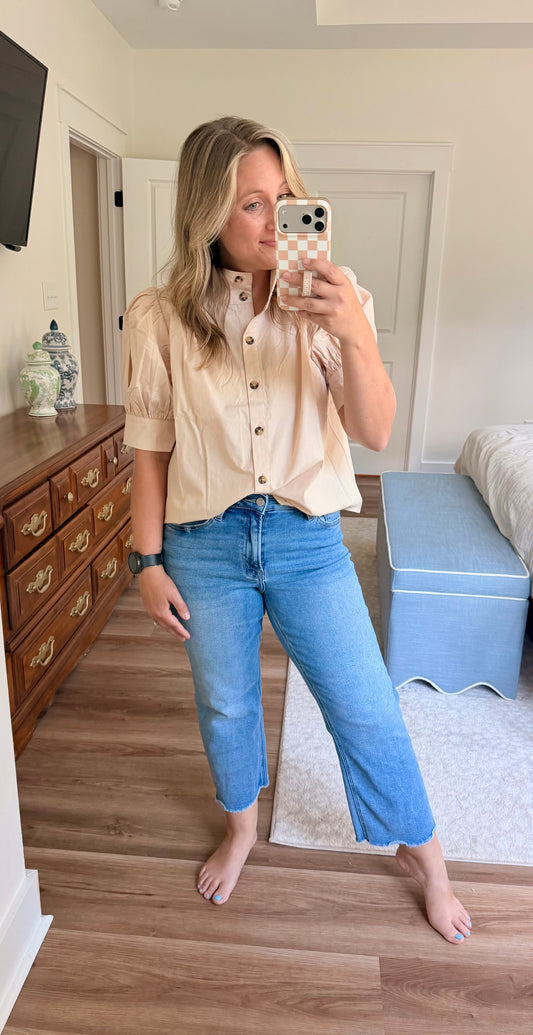 Popped collar button down