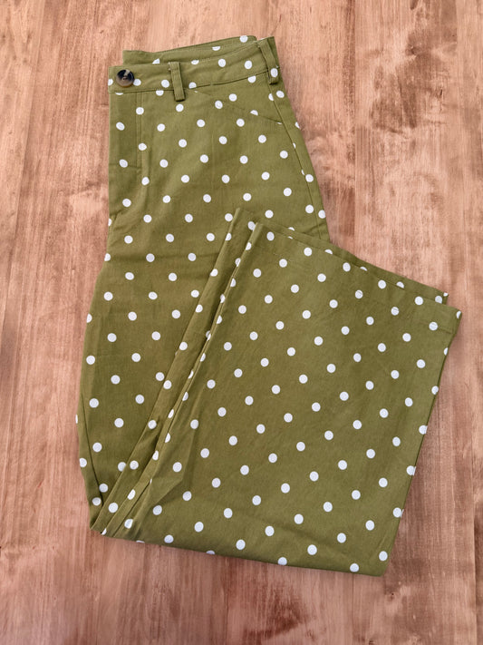 High wasted Barrel leg dot pants