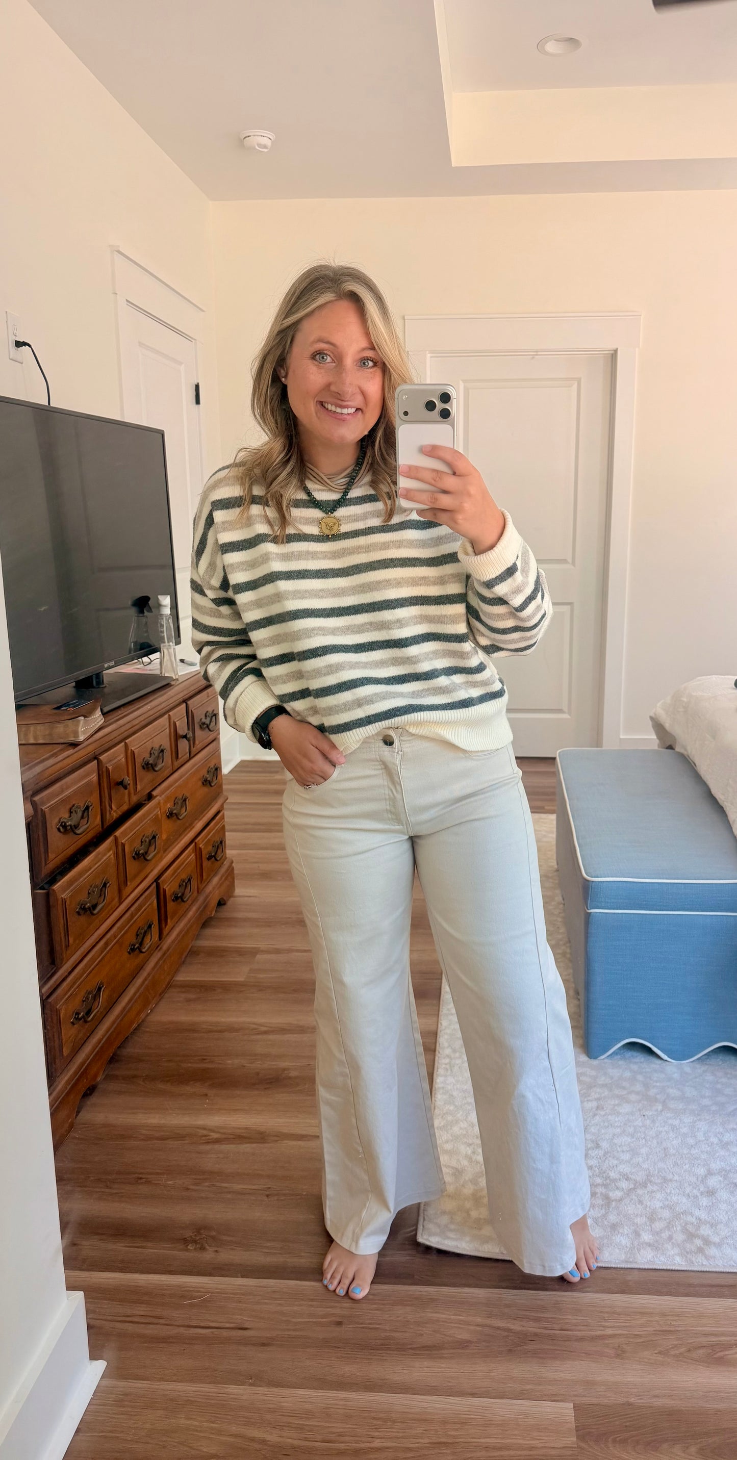 Cream Wide Leg Pants