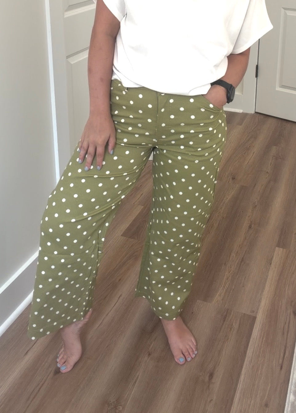 High wasted Barrel leg dot pants