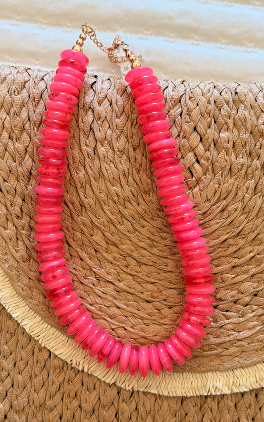 Pink beaded necklace