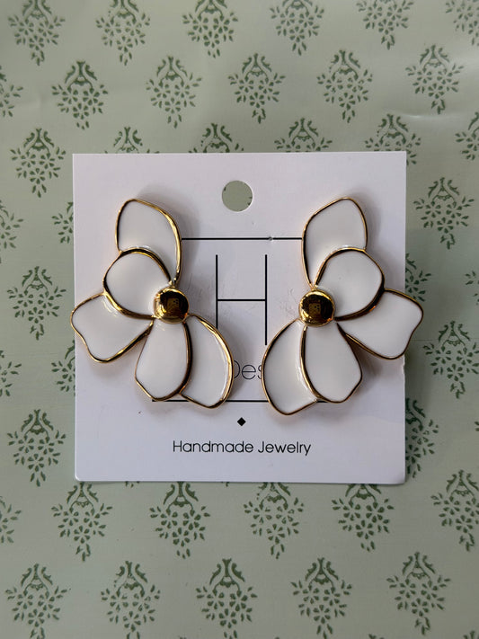 HD white flower earrings
