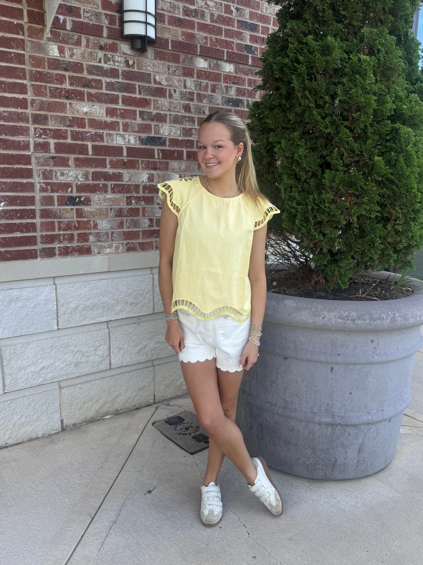 Yellow Lace Detail Top