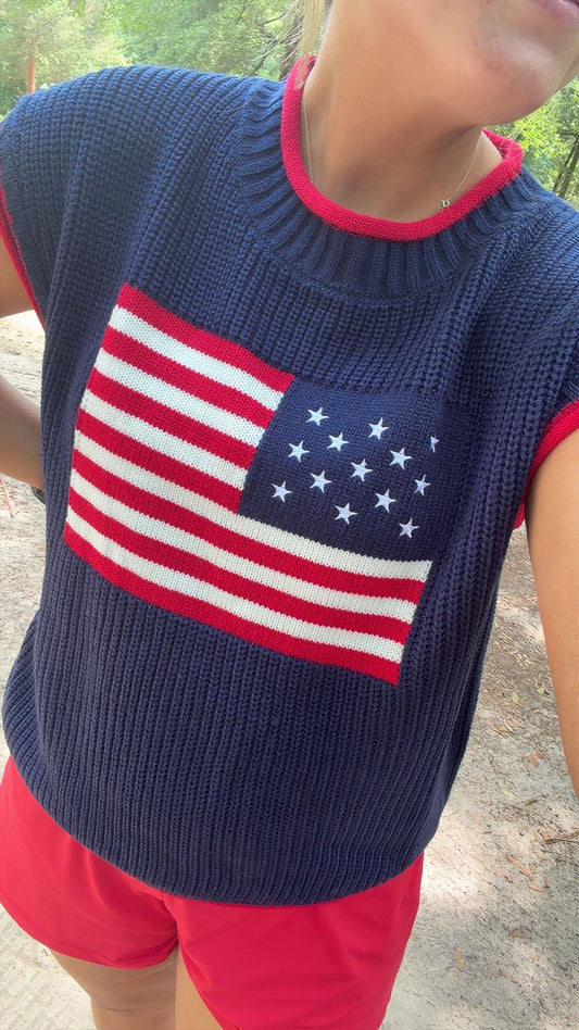 American Flag Sweater Top