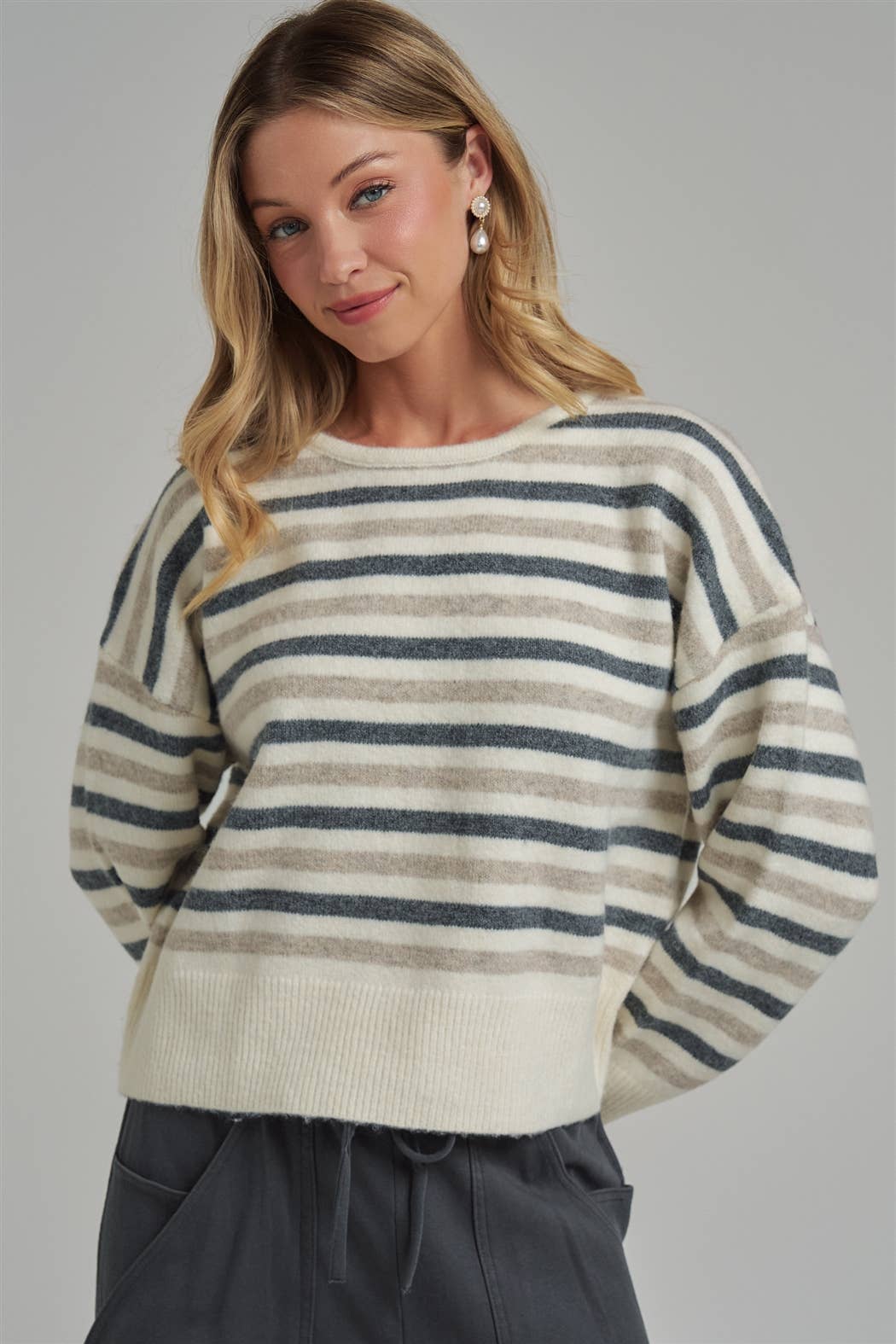 Neutral Stripped Cozy Sweater