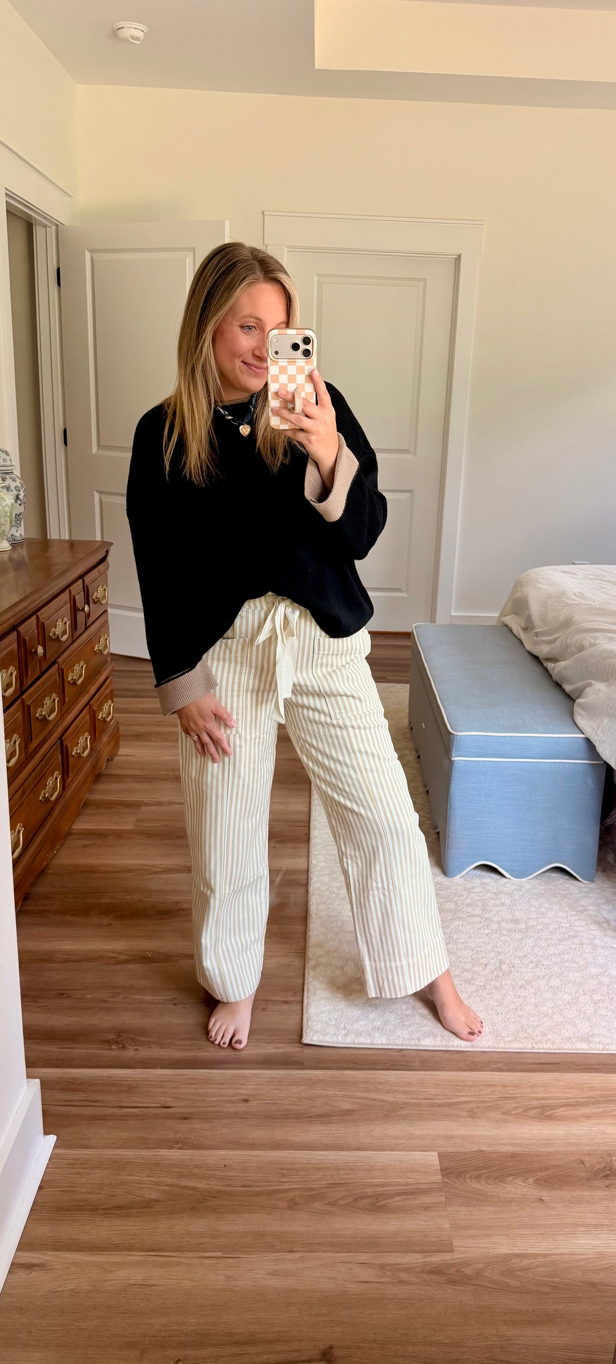 Tan stripped pants