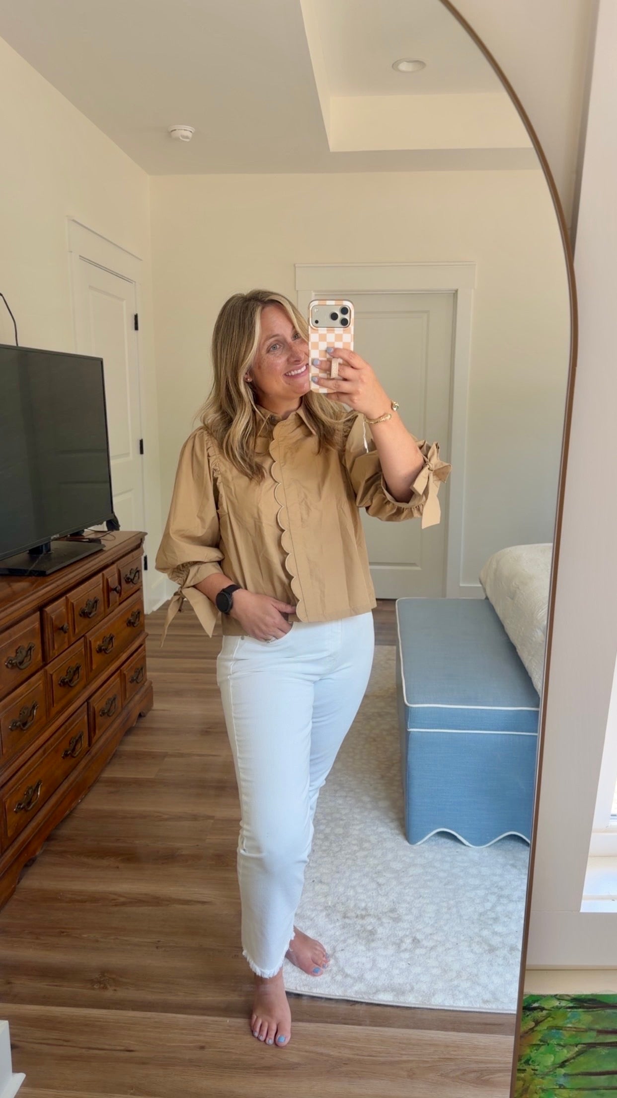 Scalloped brown Top