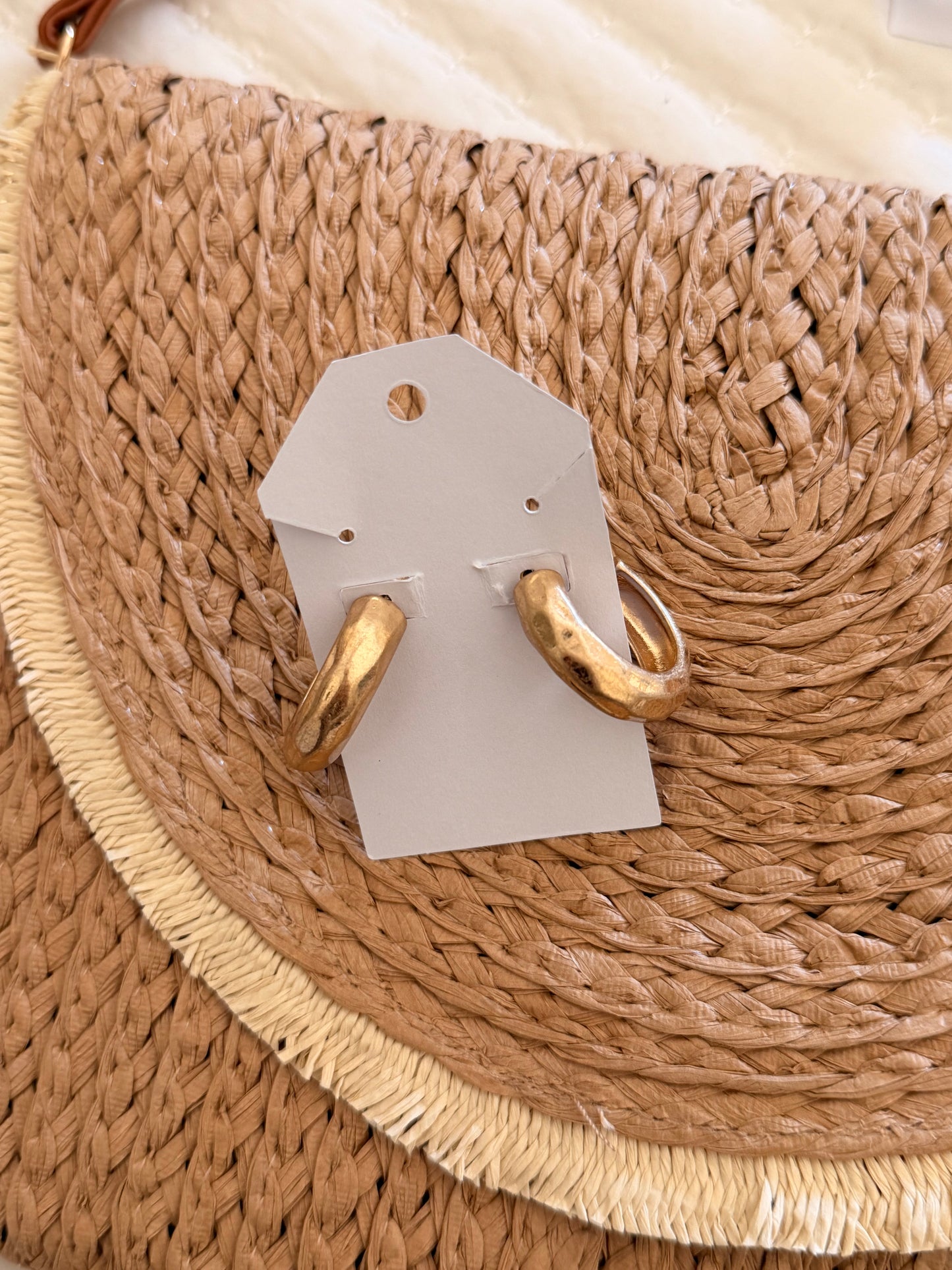 Disco gold hoop stud back earrings