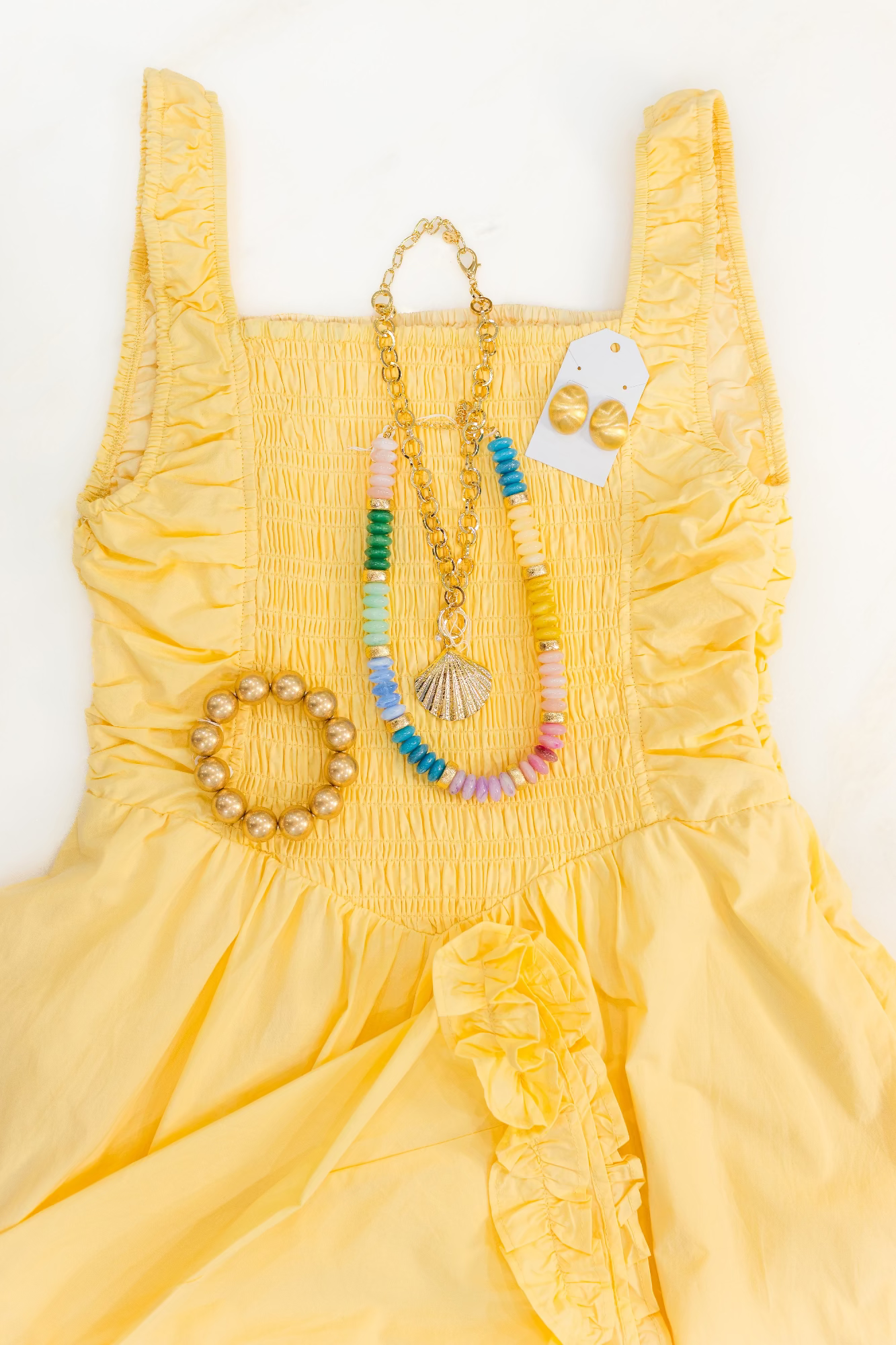 Smocked Ruffle- Hem Midi Dress