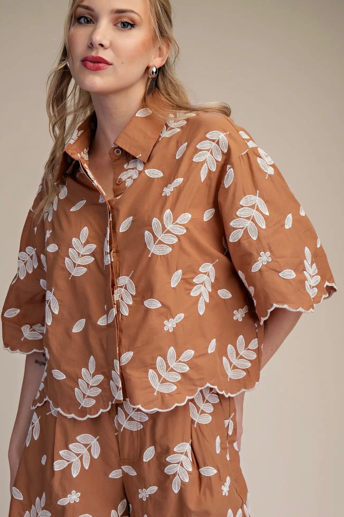 Brown Embroidered Set