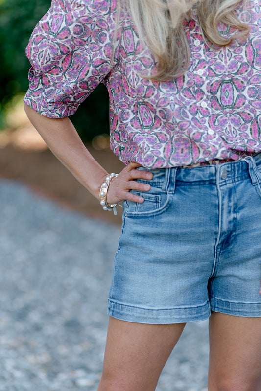 Mid Ride Relaxed Blue Jean Short
