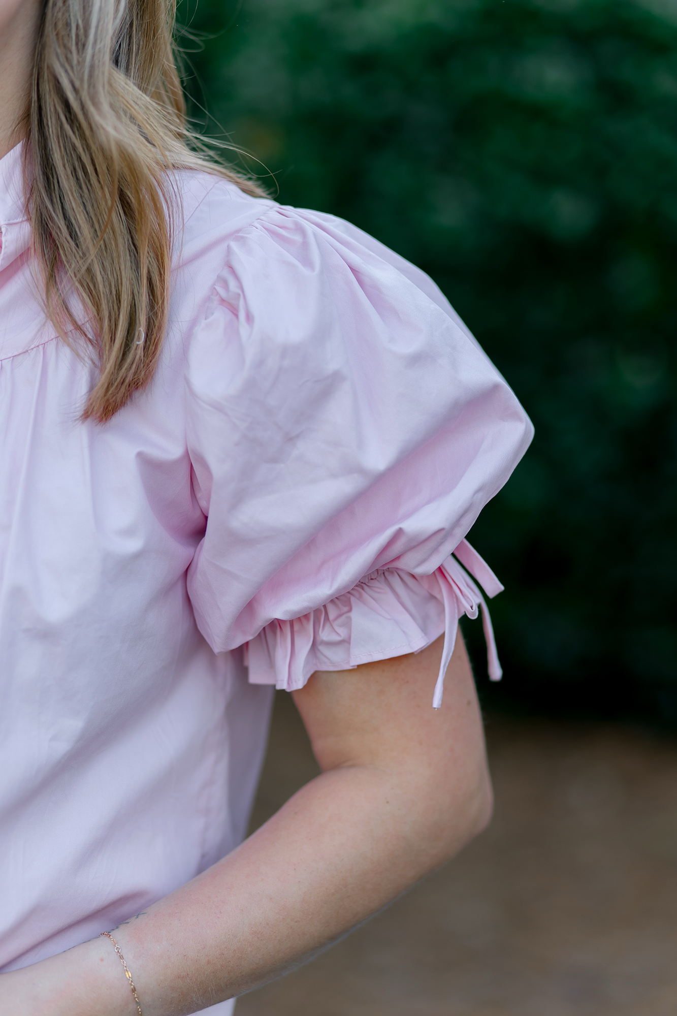 Puff Sleeve Tie Neck