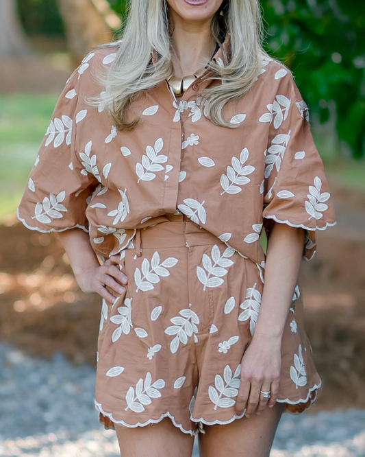 Brown Embroidered Set