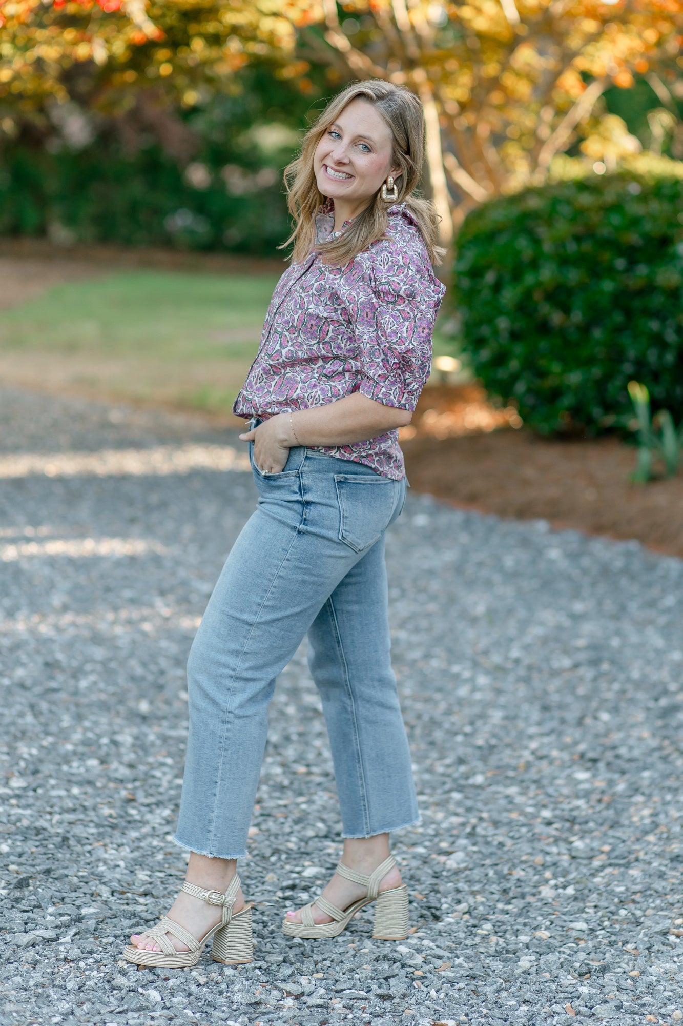 High Rise Raw Hem Cropped Jean