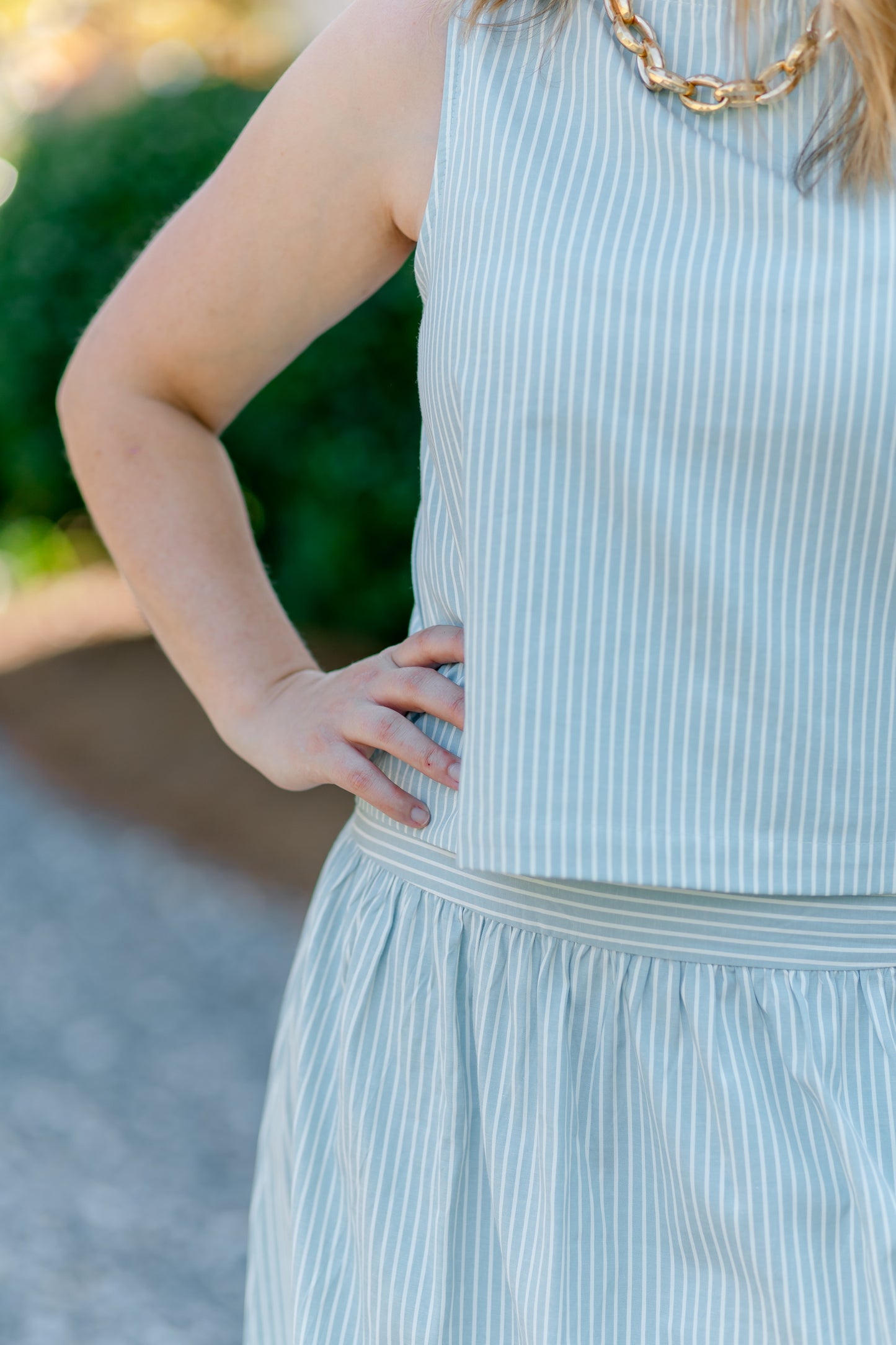 High Waisted Striped Skirt Set