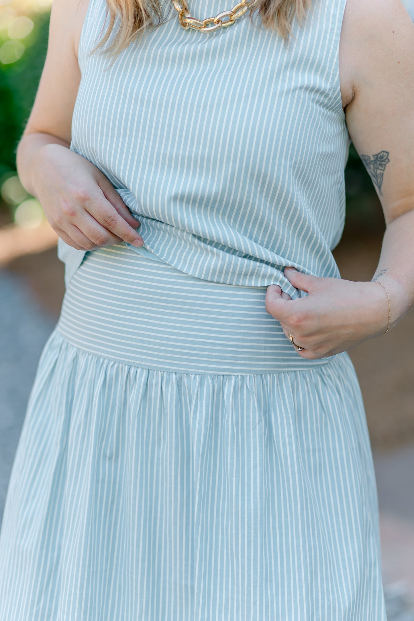 High Waisted Striped Skirt Set