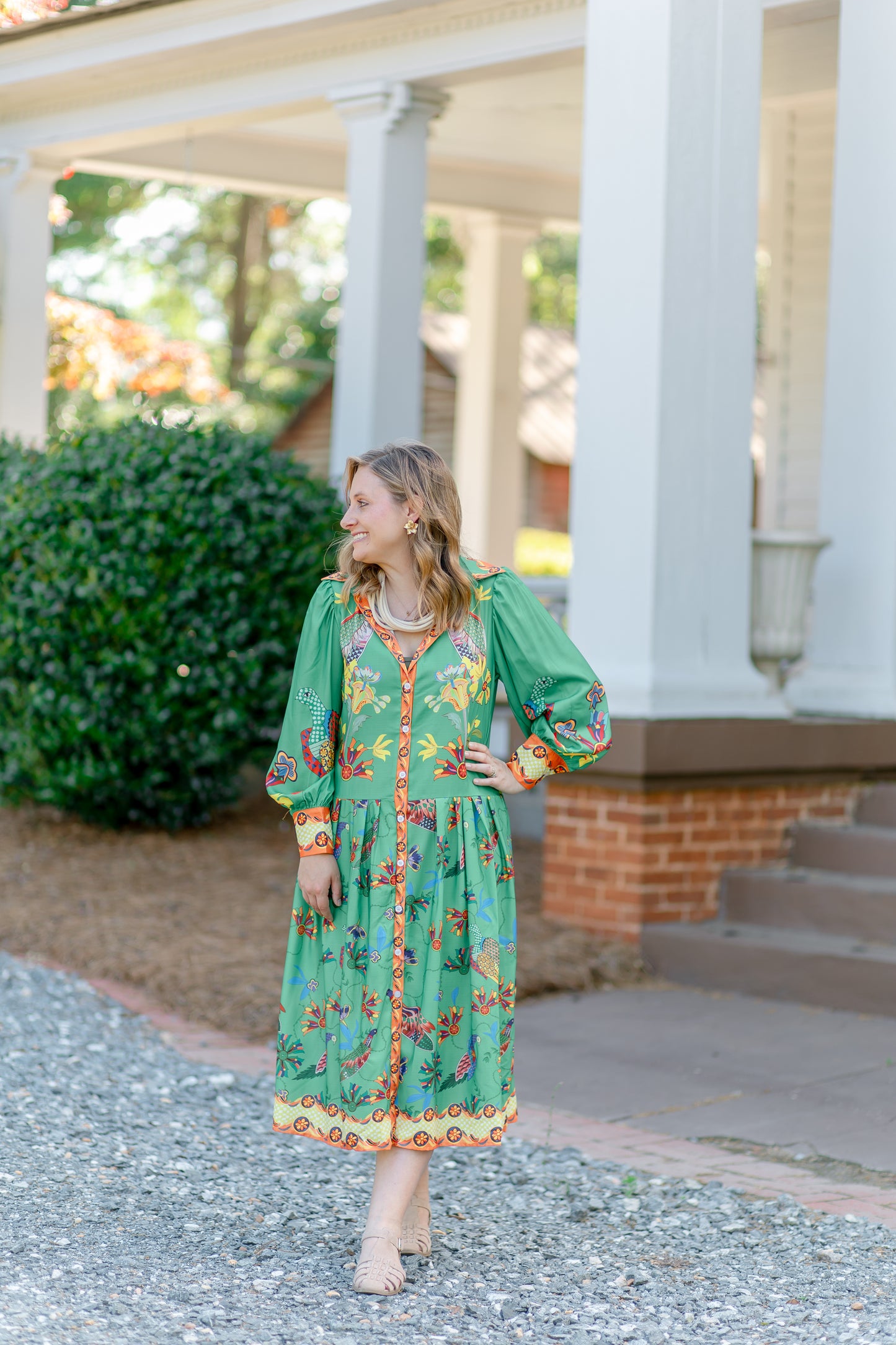 Elegant Peacock Print Maxi Dress