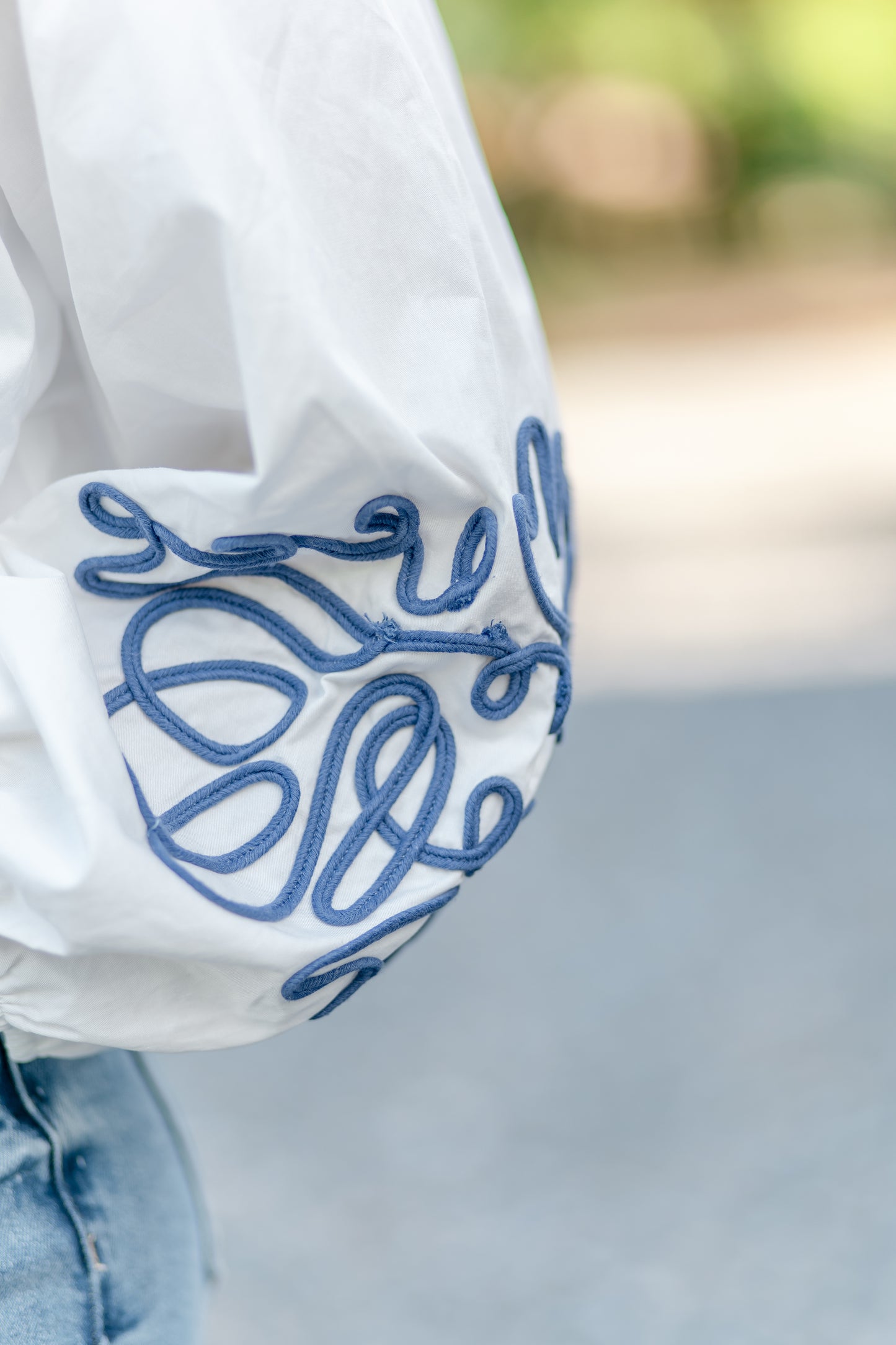 Bold Embroidery Puff Sleeve Blouse