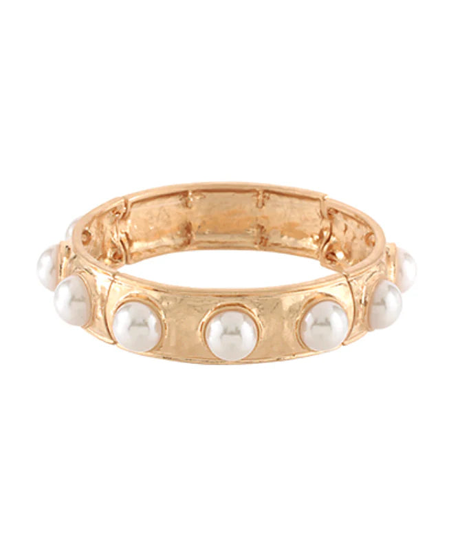 Gold Pearl Stretch Bangle