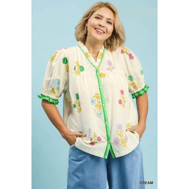 Floral Printed Blouse- Plus size