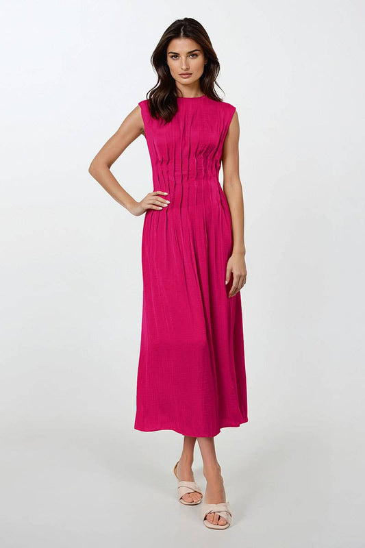Silky Pleated Waist Dress