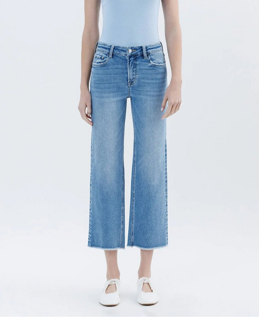 High Rise Raw Hem Cropped Jean